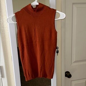 Philosophy Sleeveless Turtleneck Knit lightweight Sweater - Burnt Orange